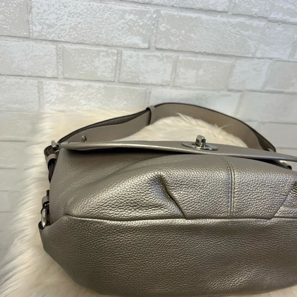 Coach Metallic Silver Leather Shoulder Bag
